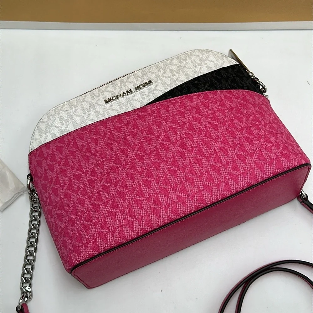 Michael Kors Medium Signature Logo Color Block Dome Crossbody Bag DRAGON…